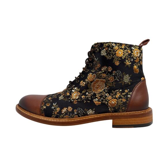 Taft The Jack Floral Boots Cognac Leather Black Eden Jacquard Bold Elevated main image 11